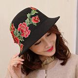 Women's,Ethnic,Peony,Bucket,Casual,Flower,Embroidery