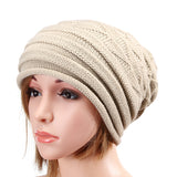 Unisex,Knitted,Crochet,Stripe,Beanie,Knitting,Foldable,Elastic,Baggy,Women