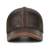 Collrown,Cowhide,Leather,Solid,Baseball,Casual,Sunshade,Sport,Adjustable,Snapback