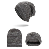 Winter,Diamond,Plaid,Velvet,Earmuffs,Knitted,Sweater,Slouch,Beanie