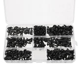 340Pcs,Carbon,Steel,Phillips,Wafer,Flange,Tapping,Screw,Black,Assortment