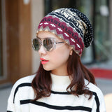 Women,Cashmere,Ethnic,Style,Pattern,Contrast,Color,Outdoor,Beanie,Turban,Scarf