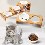 Elevated,Bamboo,Feeder,Ceramic,Raised,Stand,Sizes,Durable