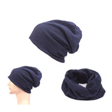 Cotton,Knitted,Beanie,Casual,Solid,Color,Autumn,Scarf