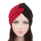 Women,Vintage,Muslim,Polyester,Crossed,Chemical,Turban,Casual,Stripe,Beanie