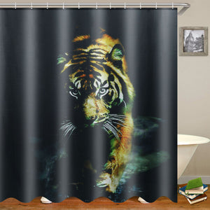 Wildlife,Animal,Nature,Decor,Tiger,Bathroom,Decor,Shower,Curtain,Plastic,Shower,Hooks"