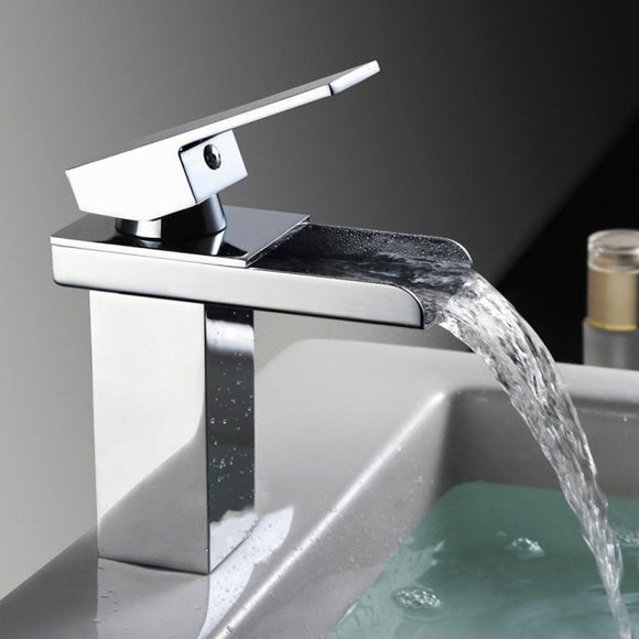 Bathroom,Waterfall,Basin,Faucet,Square,Water,Mixer,Chrome