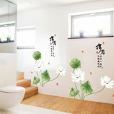 Miico,SK9338,Lotus,Painting,Stickers,Living,Bathroom,Decorative,Sticker