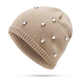 Women,Pearl,Knitted,Beanie