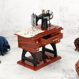 Retro,Vintage,Sewing,Machine,Shaped,Clockwork,Music,Table,Decor