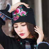 Women,Ethnic,Embroidery,Slouch,Skullcap,Cotton,Breathable,Beanie,Printting,Turban