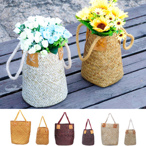 Foldable,Natural,Woven,Seagrass,Belly,Storage,Basket,Flower,Folding,Basket,Weaving,Dirty,Garment,Basket,Fruit,Basket