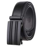 Men's,Leather,Automatic,Buckle,Matte,Black,Alloy,Buckle,Layers,Leather