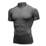 YUERLIAN,Men's,Stand,Collar,Sports,Stretch,Sports,Fitness,Short,Sleeve,Shirts,Casual,Running,Clothes,Sleeve