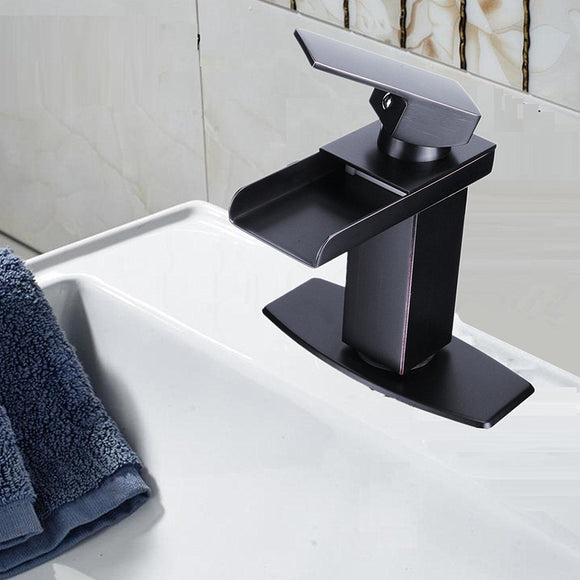 Rubbed,Square,Faucet,Bathroom,Single,Basin,Waterfall,Spout,Mixer