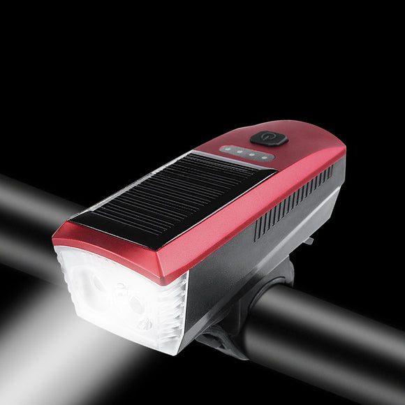 Solar,Powered,Rechargeable,Light,Multifunction,Modes,Waterproof,350LM,120dB,Super,Bright,Headlight,Front,Lights,Accessories