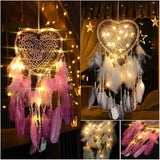 Light,Dreamcatcher,Feather,Bedroom,Heart,Shape,Bedroom,Decoration,Livingroom,Dreamcatcher,Decorations