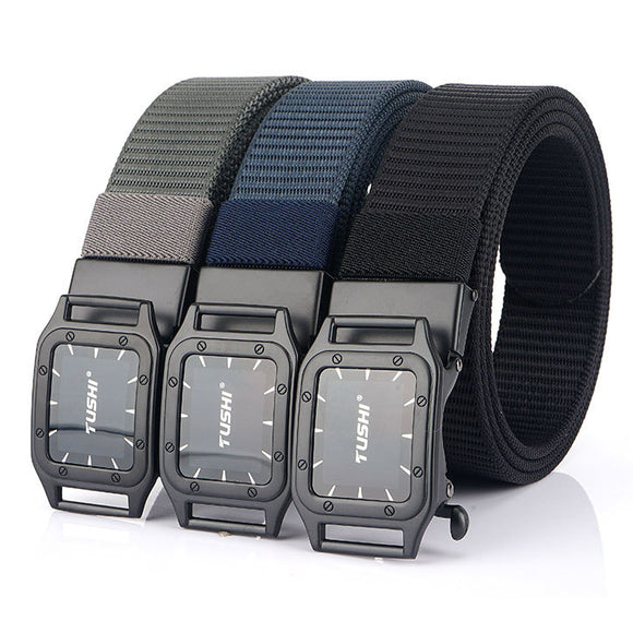 TUSHI,Punch,Automatic,Buckle,Breathable,Nylon,Waist,Belts,Tactical,Leisure,Metal,Press,Buckle,Men's,Waistband