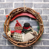 Christmas,Rattan,Wreath,Decorations,Santa,Claus,Snowman,Garland