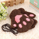 Women,Girls,Fluffy,Plush,Fingerless,Gloves,Glove,Winter,Mittens