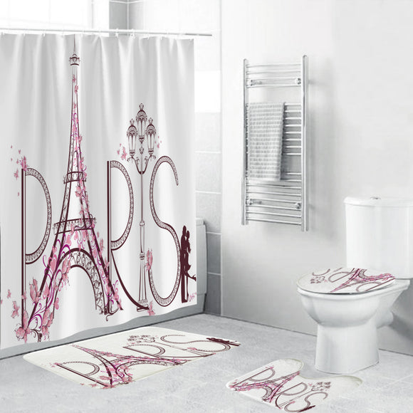 Watercolor,Decor,Paris,Eiffel,Tower,Pattern,Shower,Curtain,Waterproof,Polyester,Fabric,Bathroom,Toilet