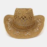 Handmade,Sunscreen,Hollow,Western,Cowboy,Style,Summer,Holiday,Beach,Straw