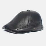 Genuine,Leather,Thick,Casual,Solid,Forward,Beret