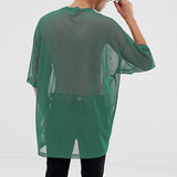 Men's,Short,Sleeve,Fishnet,Shirts,Baggy,Loose,Through,Muscle
