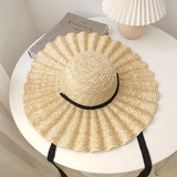 Women,Visor,Casual,Stylish,Round,Shell,Pattern,Straw