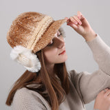 Women,Winter,Thickened,Gradient,Knitted,Earmuffs,Beret