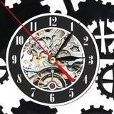 Steampunk,Clock,Gears,Vinyl,Record,Clock,Office,Decor