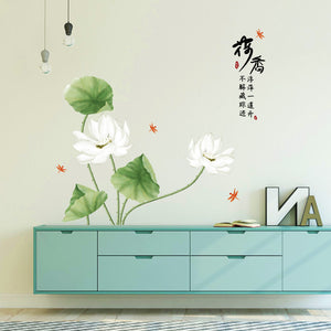 Miico,SK9338,Lotus,Painting,Stickers,Living,Bathroom,Decorative,Sticker