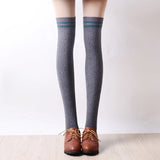 Vintage,Women,Winter,Stripes,Cotton,Socks,Extra,Thigh,Stockings