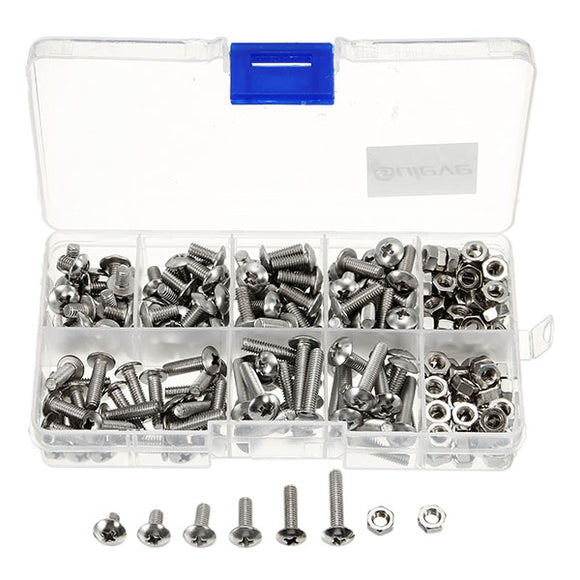 Suleve,M4SP1,Stainless,Steel,Phillips,Round,Screws,Bolts,Assortment,250Pcs