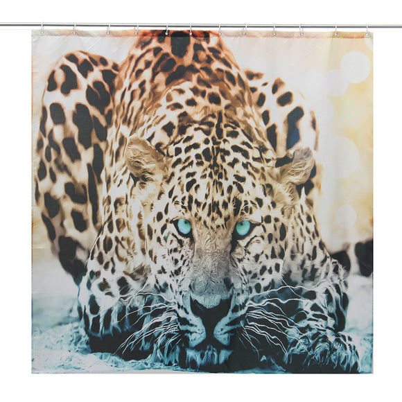 180cm,Leopard,Bathroom,Shower,Curtain,Waterproof,Fabric,Hooks