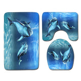 Ocean,Dolphin,Waterproof,Bathroom,Shower,Curtain,Pedestal,Toilet,Cover