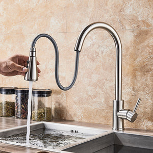 Brushed,Nickel,Kitchen,Faucets,SUS304,Stainless,Steel,Single,Spout,Water,Mixer,Stream,Sprayer