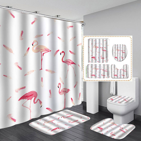 Flamingo,Printing,Waterproof,Bathroom,Shower,Curtain,Toilet,Cover,Floor