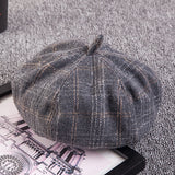 Womens,Leisure,Beanie,Cotton,Docker,Vogue,Outdoor,Plaid,Skullcap