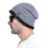 Solid,Knitted,Winter,Plush,Lining,Skullies,Beanies,Adjustable