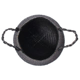 Black,Seagrass,Belly,Basket,Storage,Holder,Plant,Decoration,Storage,Baskets