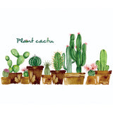 Loskii,FX82119,Cartoon,Green,Cactus,Sticker,Nursery,Children's,Decoration,Decor