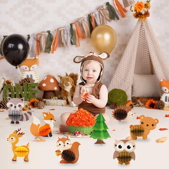 Woodland,Animal,Honeycomb,Center,Table,Party,Themed,Decorations