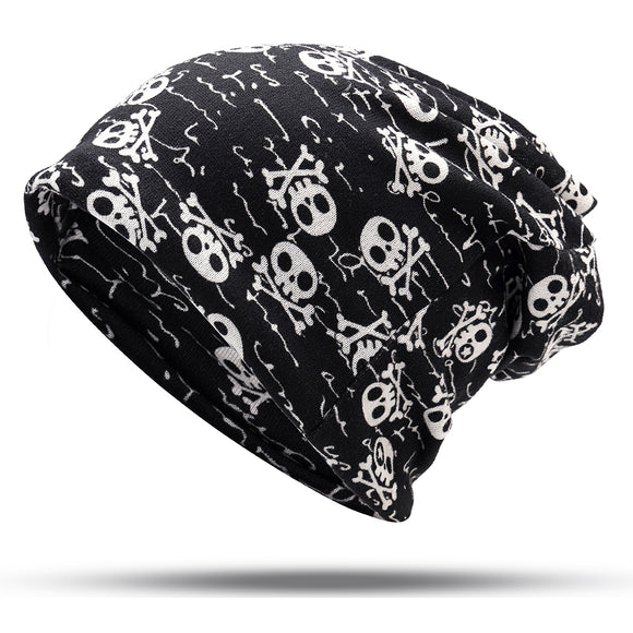 Skull,Pattern,Double,Layers,Headgear,Beanie,Dance,Scarf