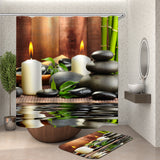 180x180CM,Waterproof,Bathroom,Bamboo,Stone,Candle,Shower,Curtain,Toilet,Cover
