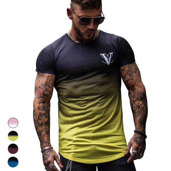Gradient,Men's,Summer,Elasticity,Breathable,Quick,Short,Sleeve,Outdoor,Sports,Hiking