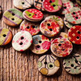 Round,Pattern,Wooden,Button,Mixed,Natural,Sewing,Children,Handmade,Clothes,Buttons