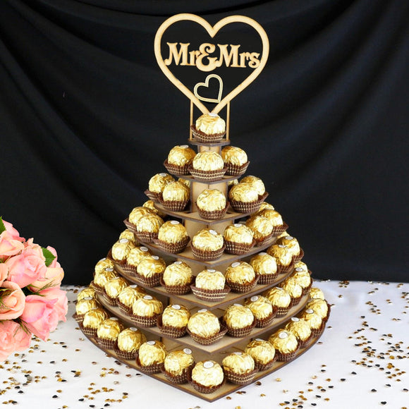 Personalised,Chocolate,Snack,Display,Mr&Mrs,Heart,Wedding,Dessert,Stand,Shelf,Party,Centrepiece