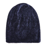 Women,Double,Layer,Velvet,Chenille,Vertical,Stripes,Baggy,Beanie