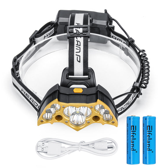 Elfeland,5000LM,Headlamp,Rechargeable,Camping,Lamp18650,Hunting,Cycling,Flashlight,Bicycle